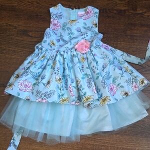 Floral Sleeveless Dress with Tulle Skirt